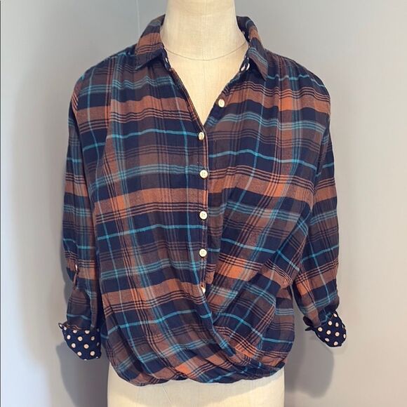 Anthropologie Isabella Sinclair Long Sleeve Flannel Button Down Shirt Size XS - Picture 1 of 11